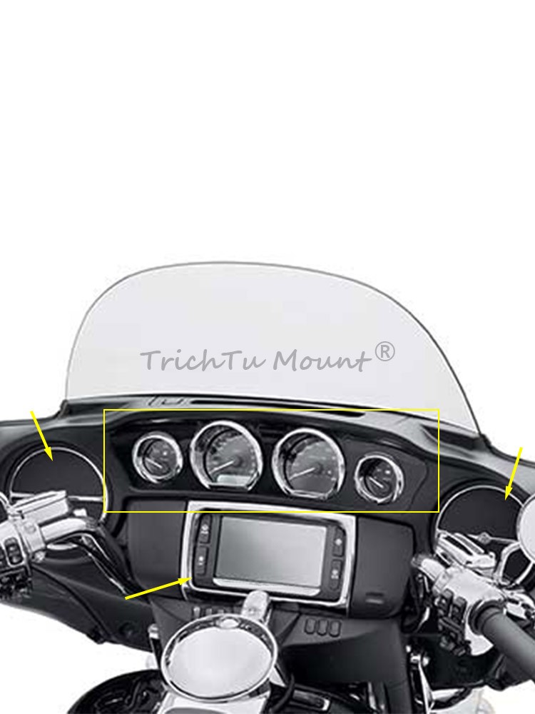 Chrome Speaker Radio Gauge Bezel Trim Ring For Harley Street Glide FLHX/I 14-23