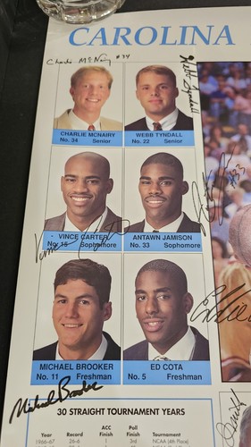 1996-1997 UNC Tarheels Basketball Signed Calendar Poster Dean Smith Vince Antawn - Picture 4 of 8