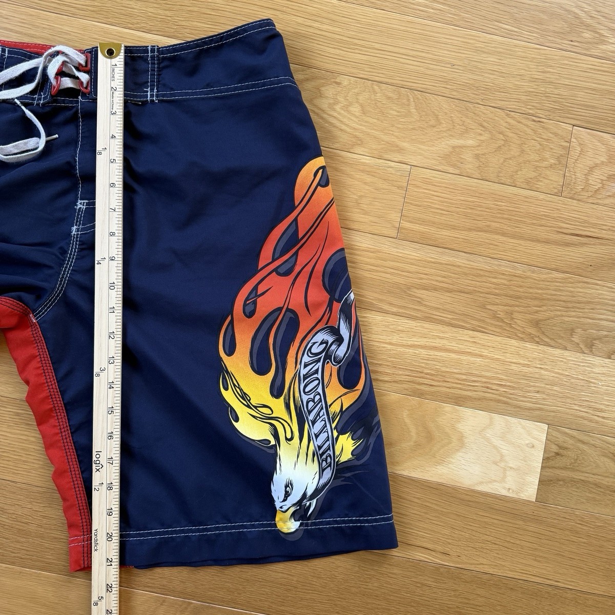 RARE Y2K Billabong Flames Black Board Shorts Swim Trunks Andy