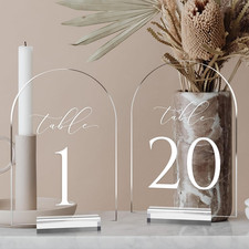 Clear Arch Table Numbers for Wedding, 5X7 Inch Arched Acrylic Table Numbers 1-20