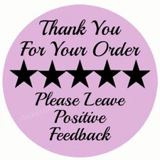 Thank You Stickers 5 Star Feedback Labels Small Business Packaging