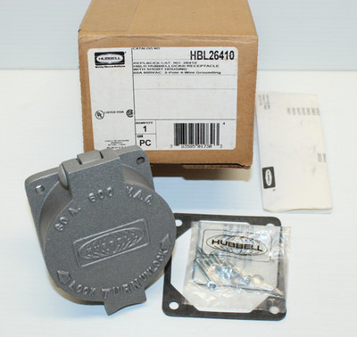  NEW IN BOX   Hubbell HBL26410 ''HUBBELLOCK'' 60-Amp Receptacle 600Vac 60A 3P 4W