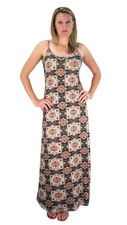 Damask Maxi Dress Women's Olive X-Large Sleeveless Blouson Spring Summer