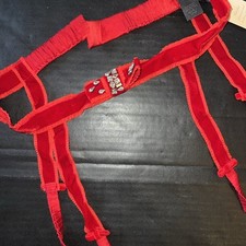 Victoria's Secret DESIGNER COLLECTION XS/S,M/L garter belt RED VELOUR BOW silk