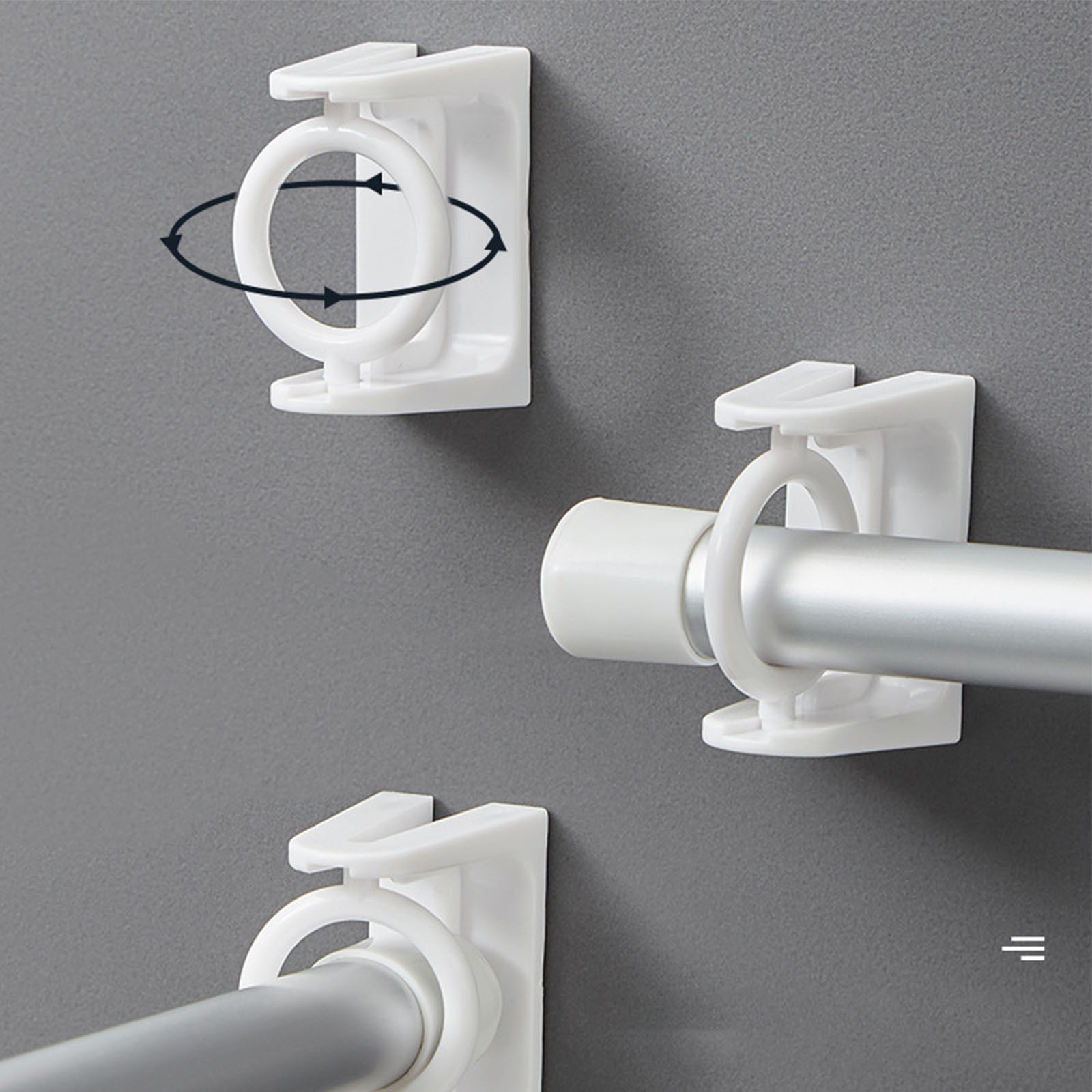 Curtain Rod Holder Hook Punch Free Strong Load Bearing ABS Swivel Curtain HG