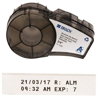 BRADY M21-750-7425 Label,Black/White,Blank,Polypropylene 18CA36