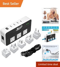 Universal 220V to 110V Step Down Converter with USB-C  3 Outlets - Travel Smart