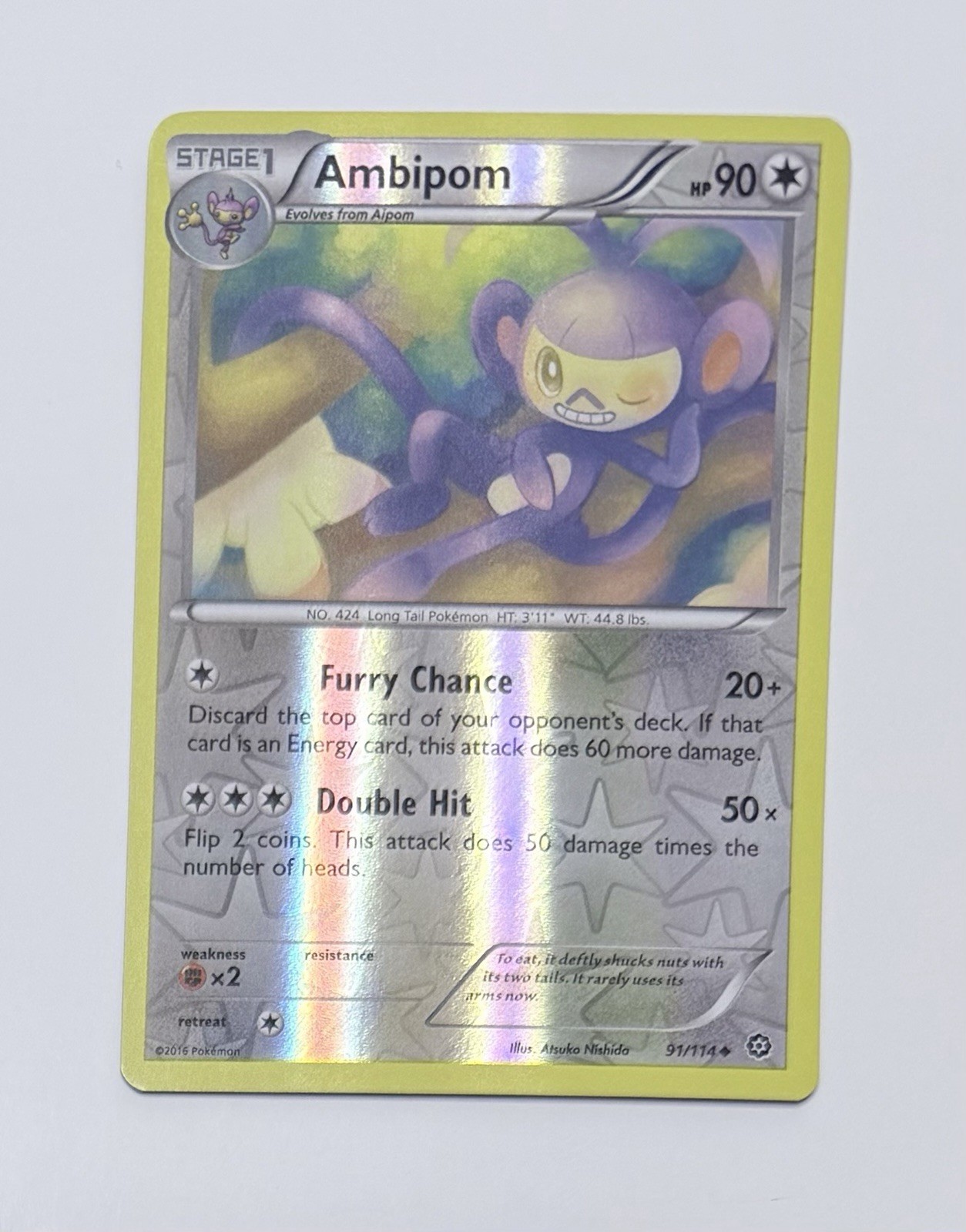 Ambipom Reverse Holo Uncommon XY - Steam Siege 91/114 NM