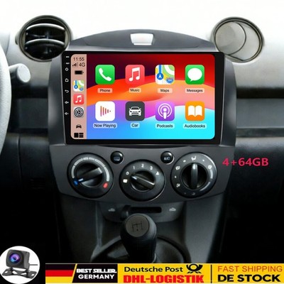 4+64GB Carplay Android 13.0 Autoradio GPS Navi DSP +Kam Für Mazda 2 2007-2013 DE