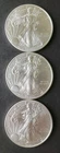 Lot of Three 2020 $1 American Silver Eagle Dollars