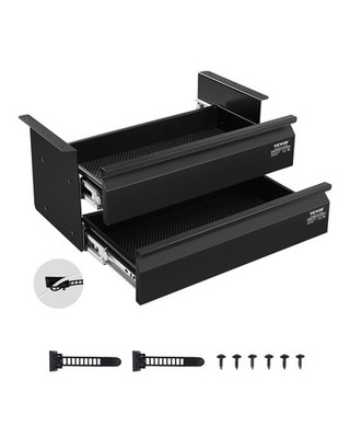 VEVOR 2 Drawer 16'' Under Desk Drawer Organizer Slide-out Drawer Space  Office