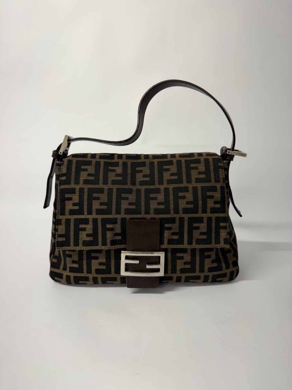 Fendi Mamma Baguette Bag — Brown Zucca Canvas & Leather