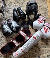 Kwon TOPTEN Kinshos Superfight Kickboxen Set Kopfschutz L+Schienbein+Handsch.