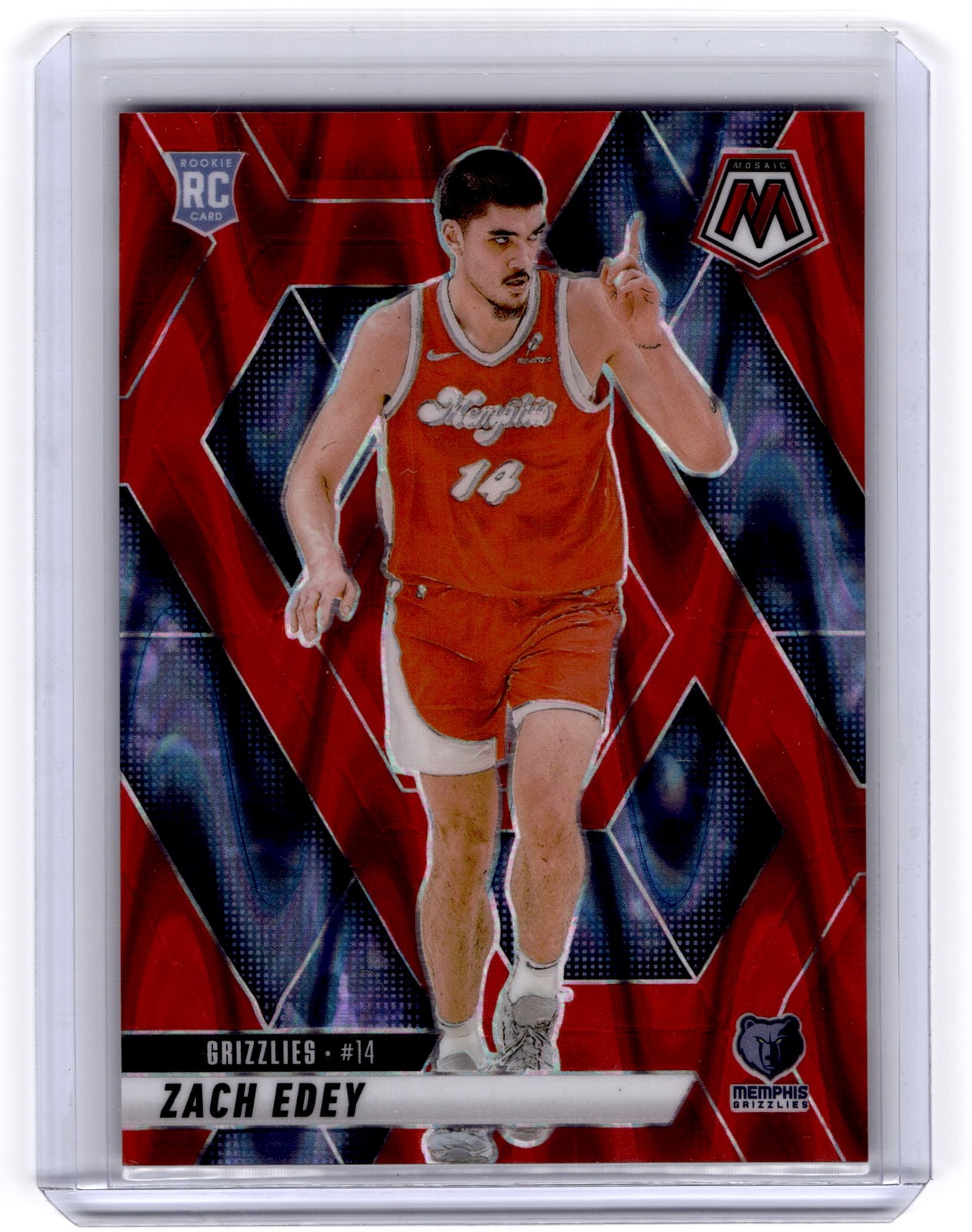 2024-25 Panini Mosaic #248 Zach Edey Red Seismic Mosaic #/299