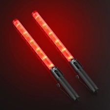 RoadHero 2 Pack 21 Inch LED Traffic Wand with 2 Flashing Modes, 2 Pack, Red