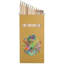 12 x 'Colourful Seahorse Motif' Long Colour Pencils PE00083403