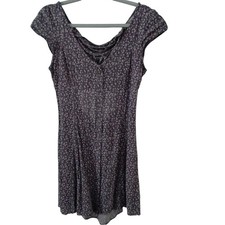 American Eagle Floral Button Front Mini Dress Size Medium Cross Back Cutout Boho