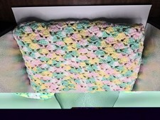 Handmade Crochet Baby Blanket Soft Afghan Reversible Crib Carseat Stroller