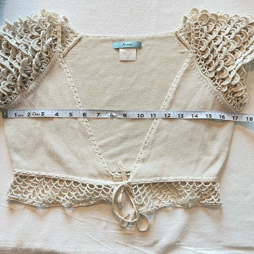 Boho Crochet Shrug Bolero MARCIANO MEDIUM Festival Hippie Cropped Cottagecore - Picture 6 of 7