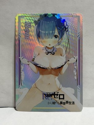 Rem Re:Zero Bikini RARE BEAUTY Goddess Waifu Anime Holo Girl Card Foil Lewd Cute