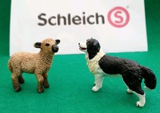 Schleich Farm Yard Animals Border Collie Sheep Dog & Shropshire Lamb (retired)