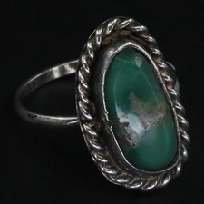 VTG Sterling Silver NAVAJO Braided Turquoise Oval Statement Ring Size 5.5 - 2.5g