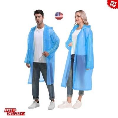 Men Black Waterproof Long Raincoat Hooded Trench Jacket Outdoor Hiking Rain Coat