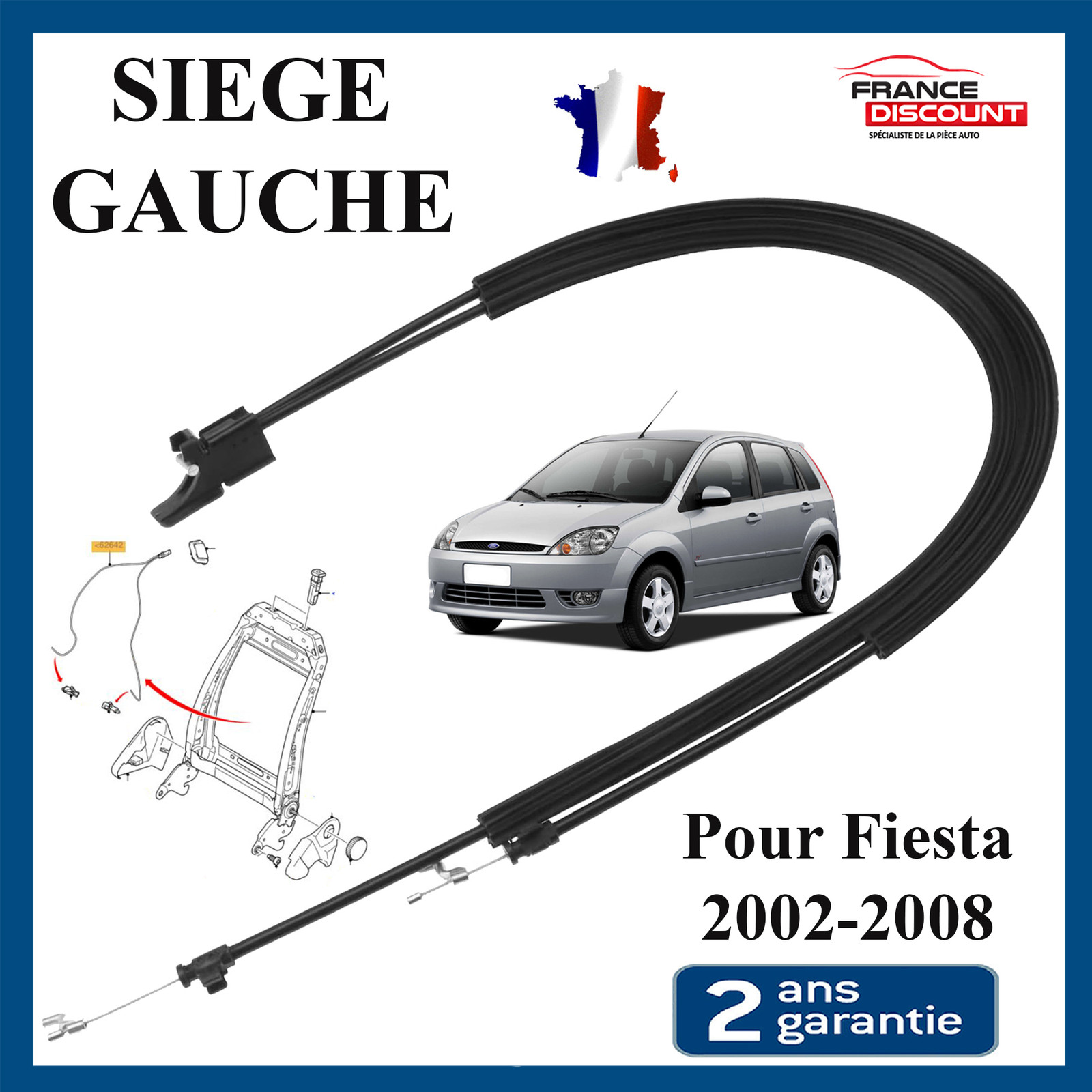 Cable poignée de siege avant gauche Ford Fiesta 2002 2003 2004 2005 2006 2007 2008