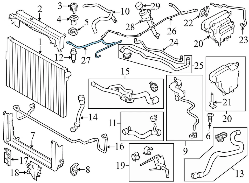BMW ALPINA B7 XDRIVE 2013-2015 4,4 L - Manguera de ventilación de refrigerante / línea 2284284 Foto 3 de 4