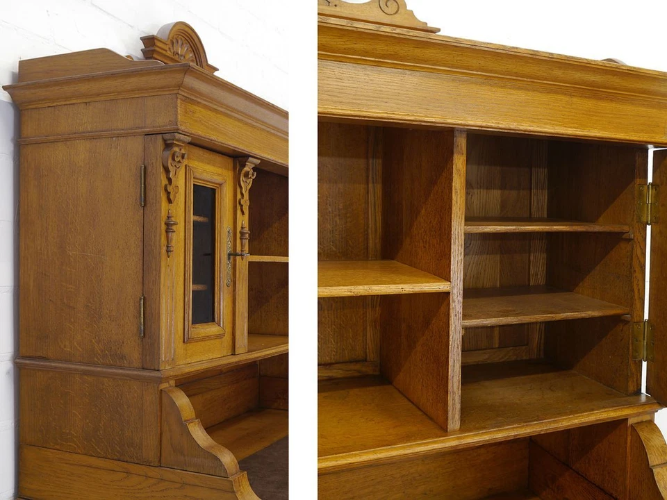 Aufsatz-Schreibtisch Schreibtisch Gründerzeit um 1880 Eiche B: 119 cm (10532) - Bild 3 von 4