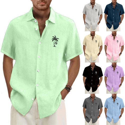Men's Hawaiian Shirt, Short Sleeve Vintage Button Down Bowling Beach Shirts #