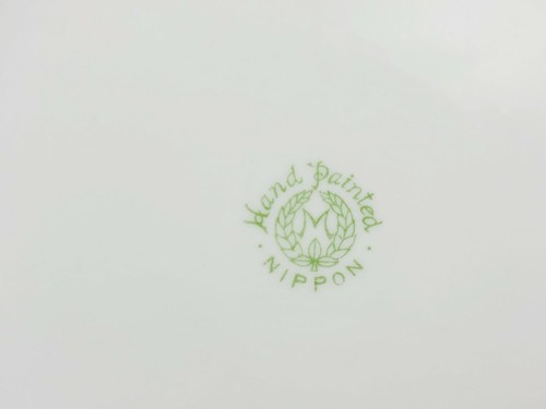 "Antiguo plato cubierto pequeño NIPPON pintado a mano hoja floral mango dorado 4"" H" - Imagen 11 de 12