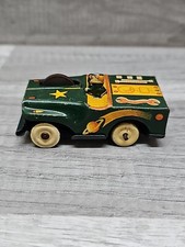 Vintage 1950s Japan Lithograph Army Jeep Tin Toy 3  Long Works Collectible