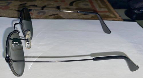 VINTAGE B&L RAY BAN W1574 WYAS BLACK CHROME G15 CRYSTAL ROUND AVIATOR SUNGLASSES - Picture 9 of 16
