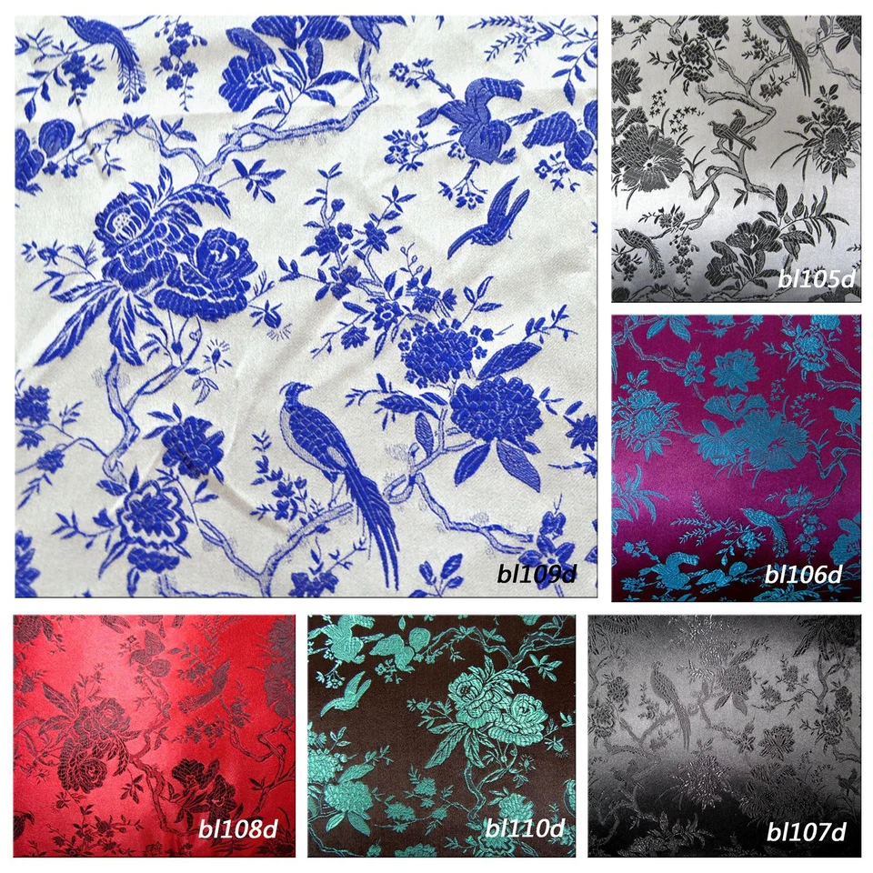 Brocado de seda sintética (flor de faisán) jacquard damasco kimono material BL7 Foto 2 de 4