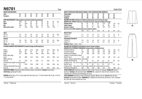 NEW LOOK SEWING PATTERN 6781 MISSES 10-22 EASY LOOSE TOP, WIDE LEG PULL-ON PANTS - Picture 9 of 9