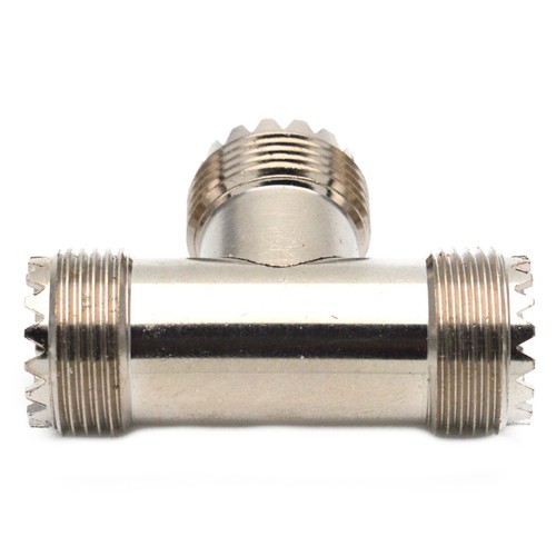 50 Ohm UHF To 2x UHF Jack Female 3 Way T Type RF Coaxial Adapter Brass Connector - Zdjęcie 10 z 11