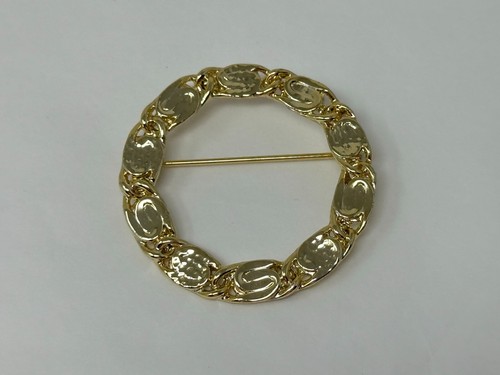 Spilla vintage tono oro 1-5/8" attraverso cerchio aperto