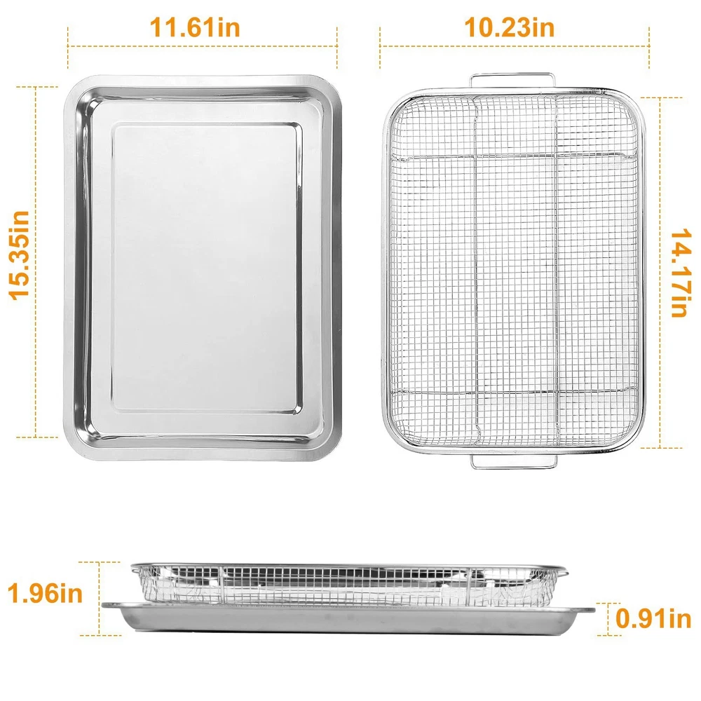 Air Fryer Basket for Oven, Set Stainless Steel Oven Air Fryer Basket and Tray