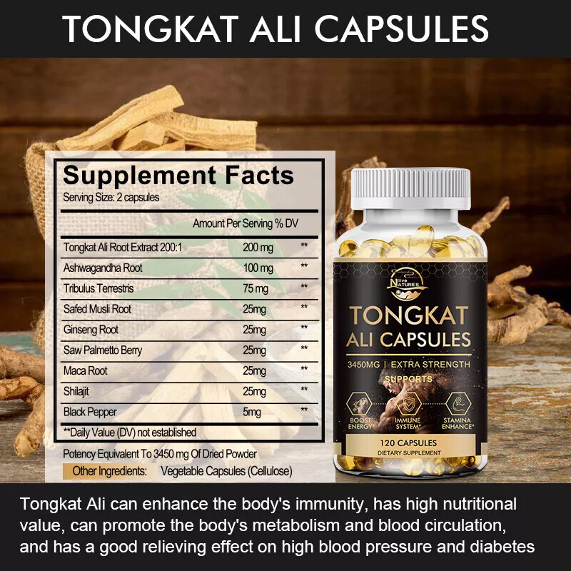 Tong-kat Ali LONGJACK GRADO A ESTRATTO DI RADICE PIÙ FORTE 200:1 3450MG