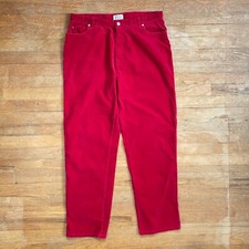 Vintage High Waist Corduroy Pants Womens Size XL 1990s Red Waled Cotton Trousers