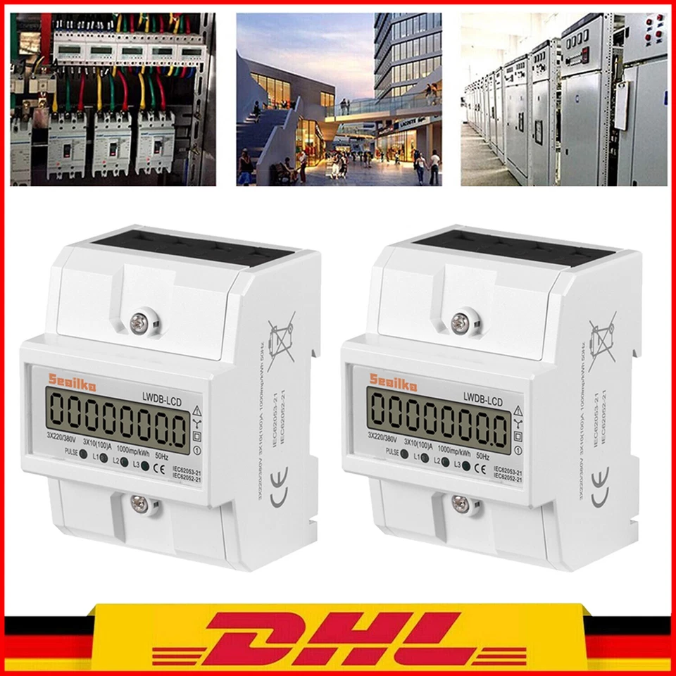 SEAILKA 2stk DREHSTROMZÄHLER ZWISCHENZÄHLER UNTERSTROMZÄHLER 3-PHASEN 4-DRAHT 100A 400V
