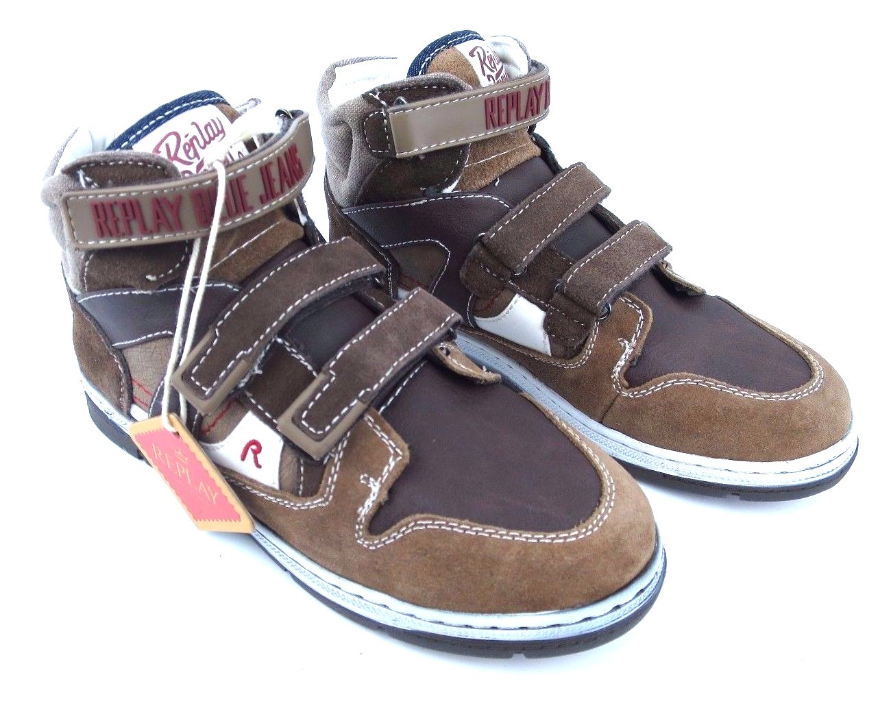 Replay Wells Kids Boys Sneaker shoes Boys Leather Brown RS-C Replay Wells Kids Boys Sneaker shoes Boys Leather Brown RS-C