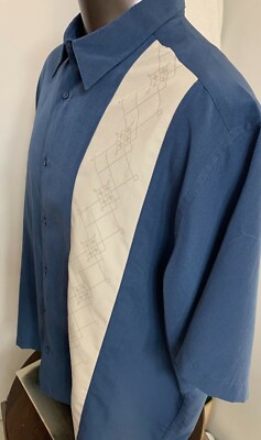 3X Shirt  Blue S/S Button Classic 2 Tone Bowler Blue w Single Contrasting Stripe
