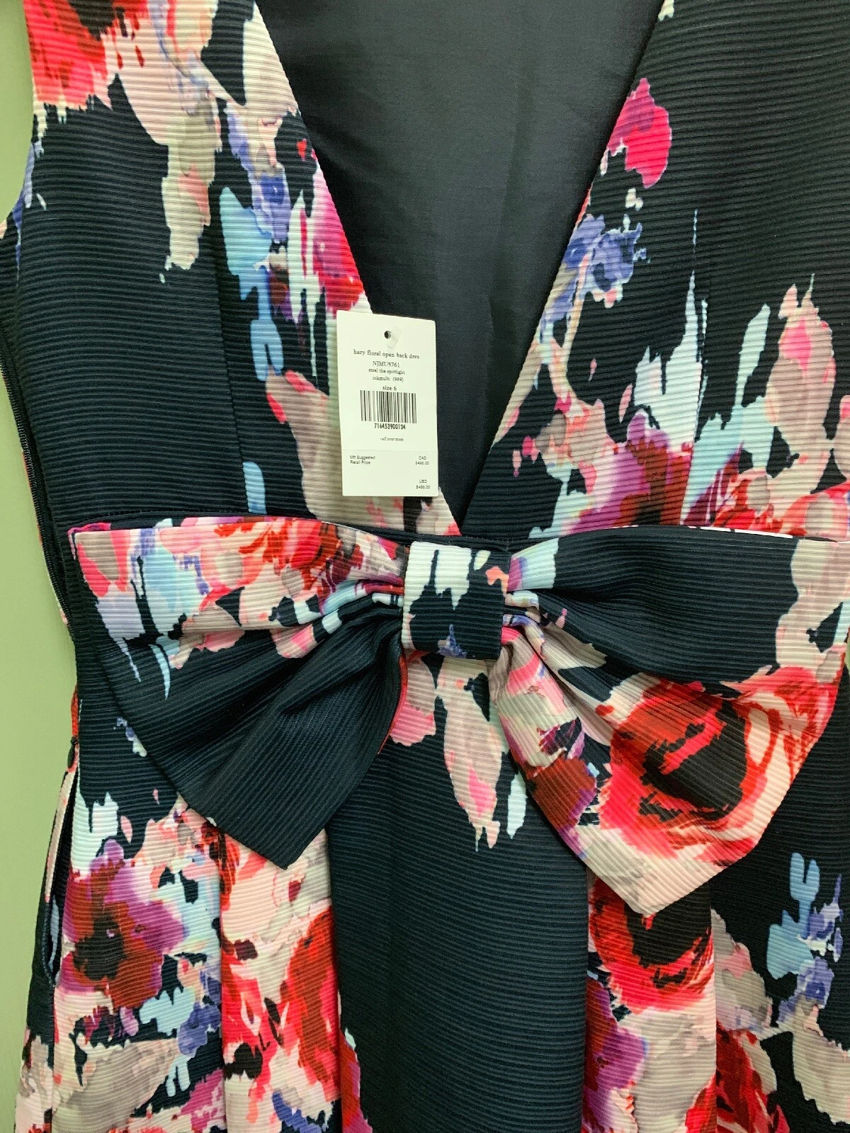 Abito tubino Kate Spade Hazy floreale aperto dietro fiocco 4 6 $498