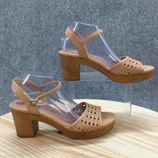 Sole/Society Heels Womens 10 M Netta Ankle Straps Beige Faux Leather Slip On NEW