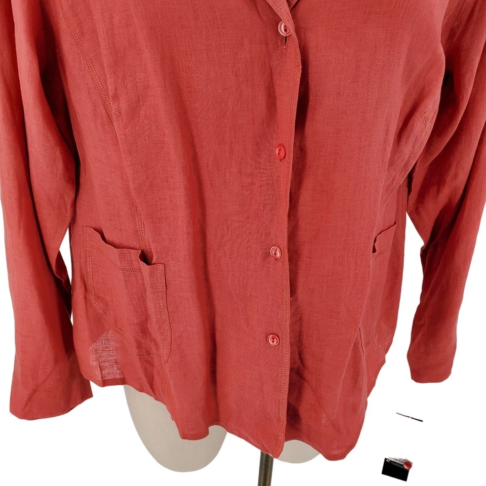 Chaqueta Mujer Jones Colección Nueva York Lino Botón Terracota Talla 14W Nueva Foto 4 de 4