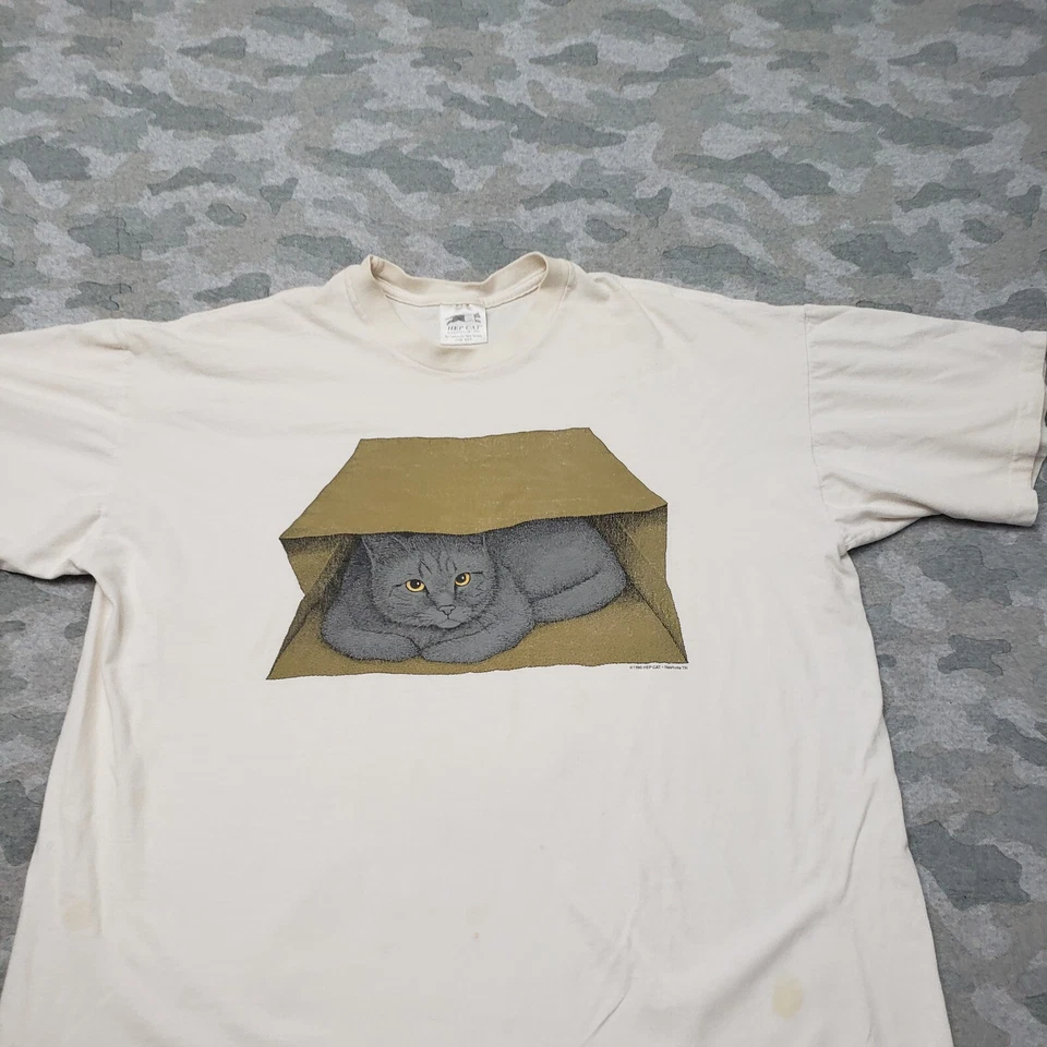 复古 Hep Cat Nashville Top 女式均码象牙色短袖单针 — 第 3/4 张图片