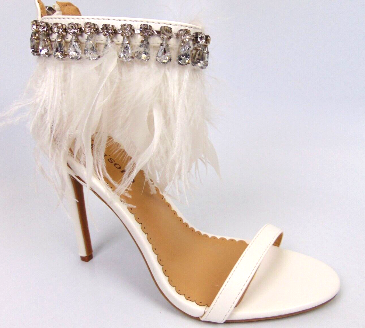 heel sandals feather open toe heels Zigi Soho Women Brynlea Feather Jeweled Open Toe Heels Sandal Size