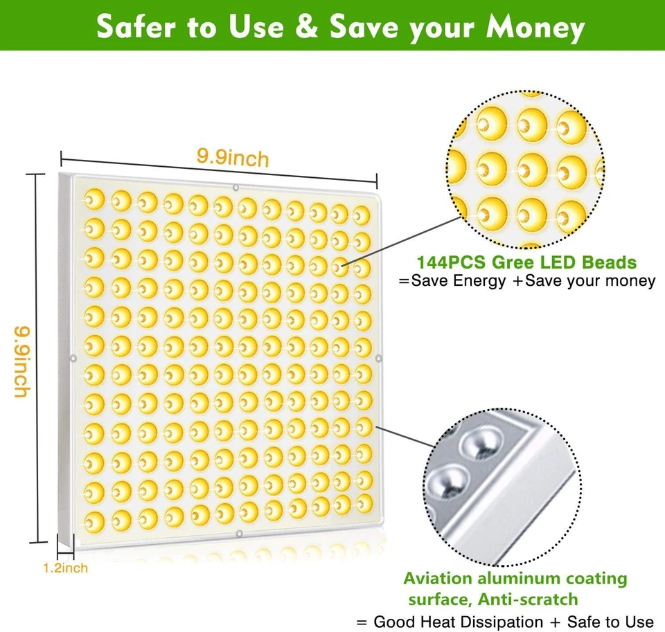 Luz de cultivo RW750 LED de espectro completo para crecimiento de plantas en interiores área de cobertura de 3x3 pies Foto 3 de 4